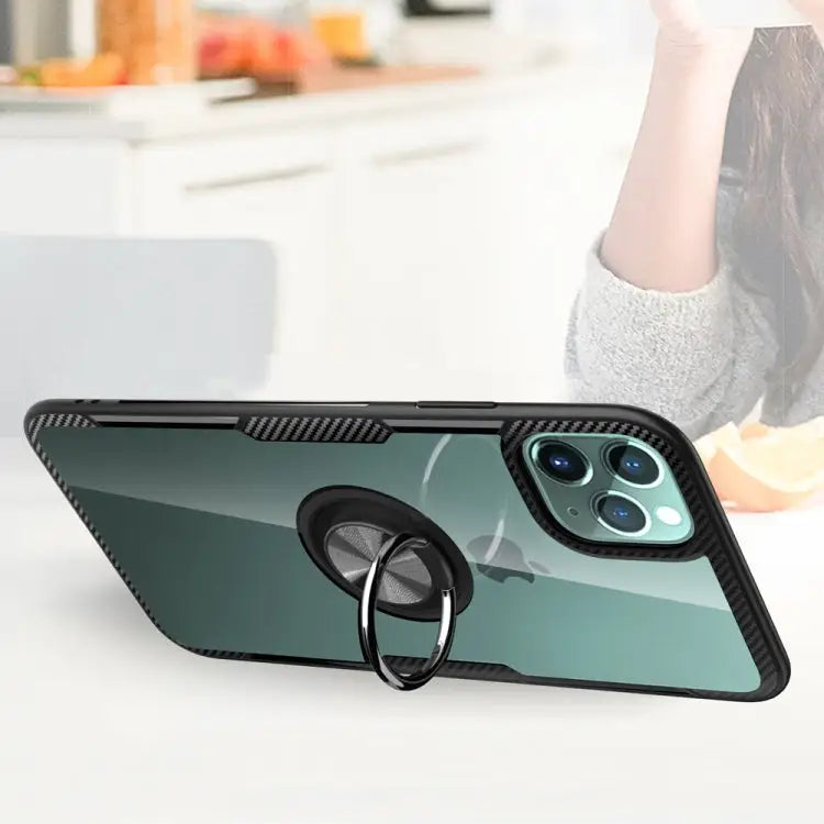 Shockproof Transparent TPU + Acrylic Protective Case with Ring Holder For iPhone 11 For iPhone 11 Pro For iPhone 11 Pro