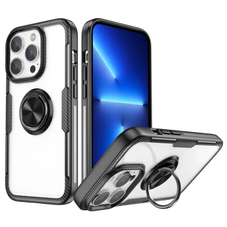 Shockproof Transparent TPU + Acrylic Protective Phone Case with Ring Holder For iPhone 14 Pro Max For iPhone 14 Pro