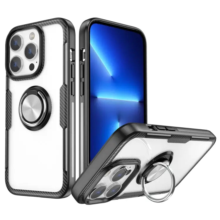 Shockproof Transparent TPU + Acrylic Protective Phone Case with Ring Holder For iPhone 14 Pro Max For iPhone 14 Pro