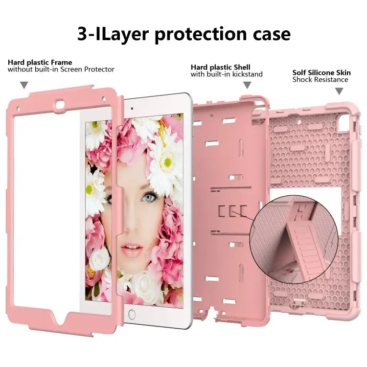 Shockproof Two-color silicone Protection Shell for iPad 9.7(2018) & 9.7(2017) & Air 2 with Holder