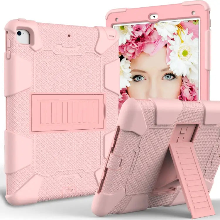 Shockproof Two-color silicone Protection Shell for iPad 9.7(2018) & 9.7(2017) & Air 2 with Holder