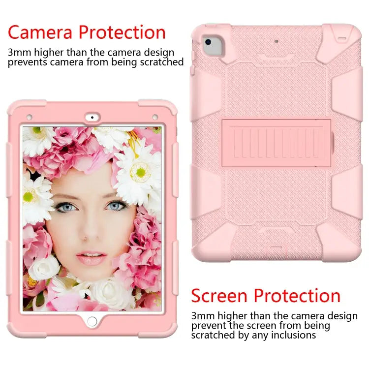 Shockproof Two-color silicone Protection Shell for iPad 9.7(2018) & 9.7(2017) & Air 2 with Holder