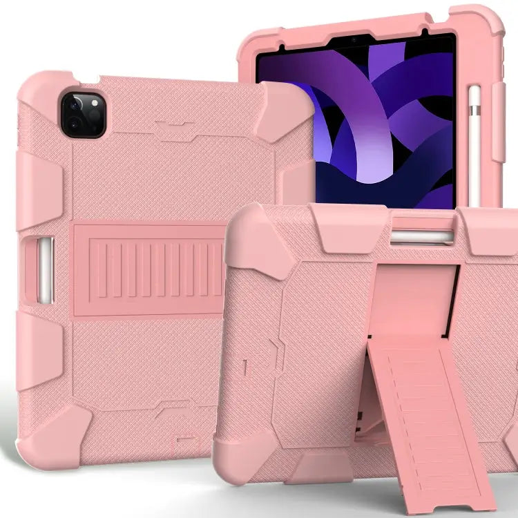 Shockproof Two-Color Silicone Protective Case with Holder For iPad Air 2022 / 2020 10.9 For Samsung Galaxy Tab A7