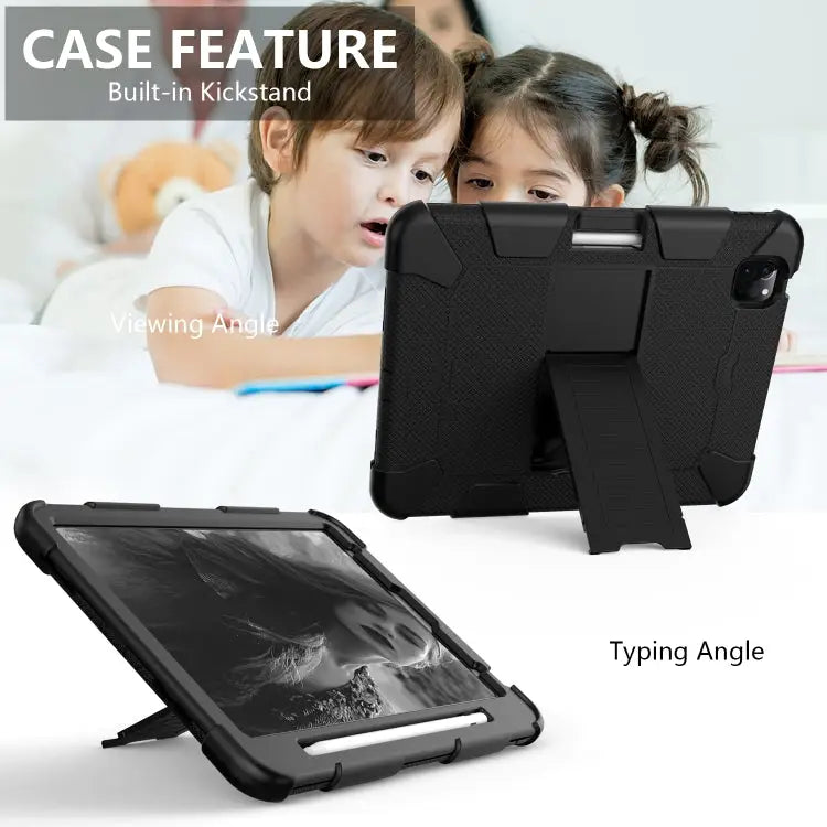 Shockproof Two-Color Silicone Protective Case with Holder For iPad Air 2022 / 2020 10.9 For Samsung Galaxy Tab A7