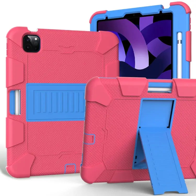 Shockproof Two-Color Silicone Protective Case with Holder For iPad Air 2022 / 2020 10.9 For Samsung Galaxy Tab A7