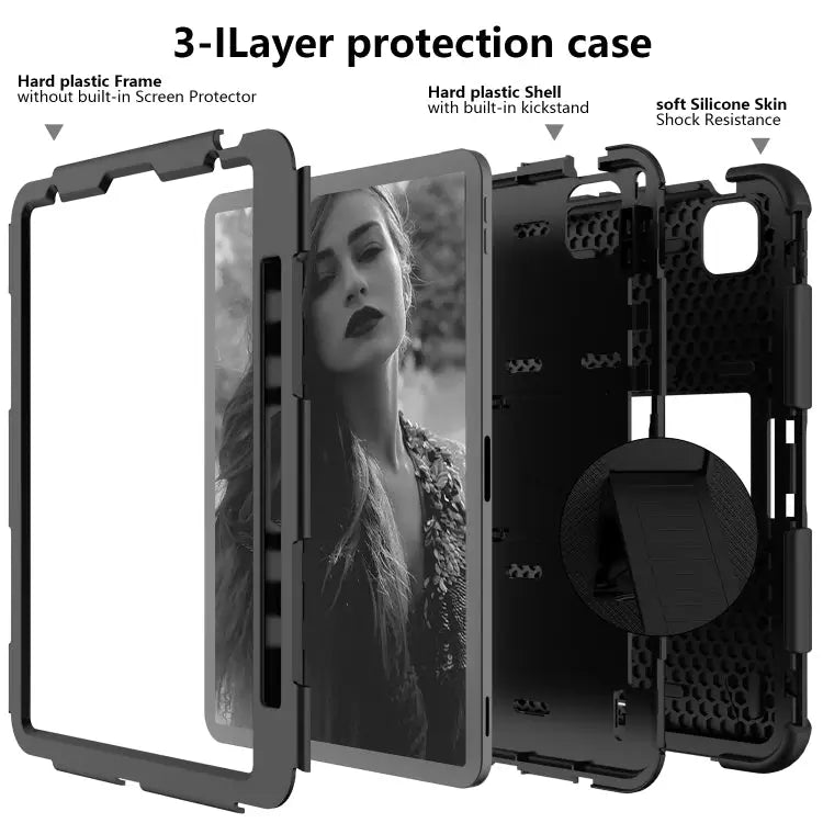 Shockproof Two-Color Silicone Protective Case with Holder For iPad Air 2022 / 2020 10.9 For Samsung Galaxy Tab A7