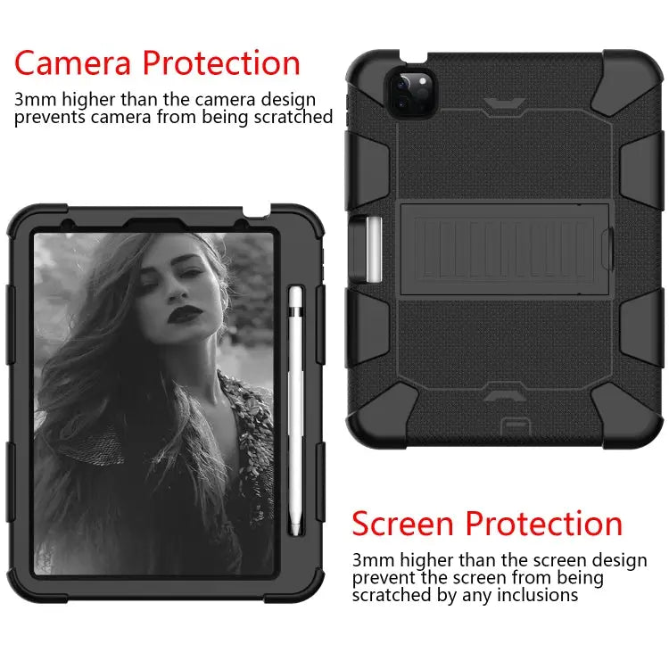 Shockproof Two-Color Silicone Protective Case with Holder For iPad Air 2022 / 2020 10.9 For Samsung Galaxy Tab A7