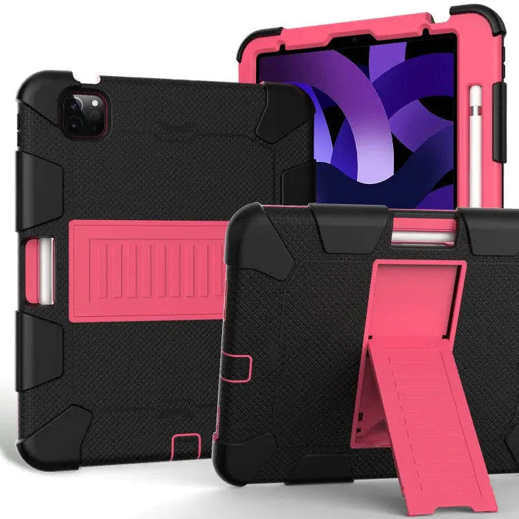 Shockproof Two-Color Silicone Protective Case with Holder For iPad Air 2022 / 2020 10.9 For Samsung Galaxy Tab A7