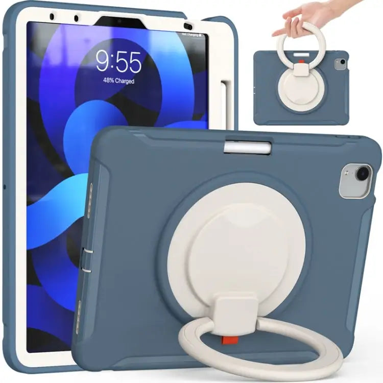 Shocproof Silicone + PC Protective Case with 360 Degree Rotation Foldable Handle Grip Holder & Pen Slot For iPad Air 4