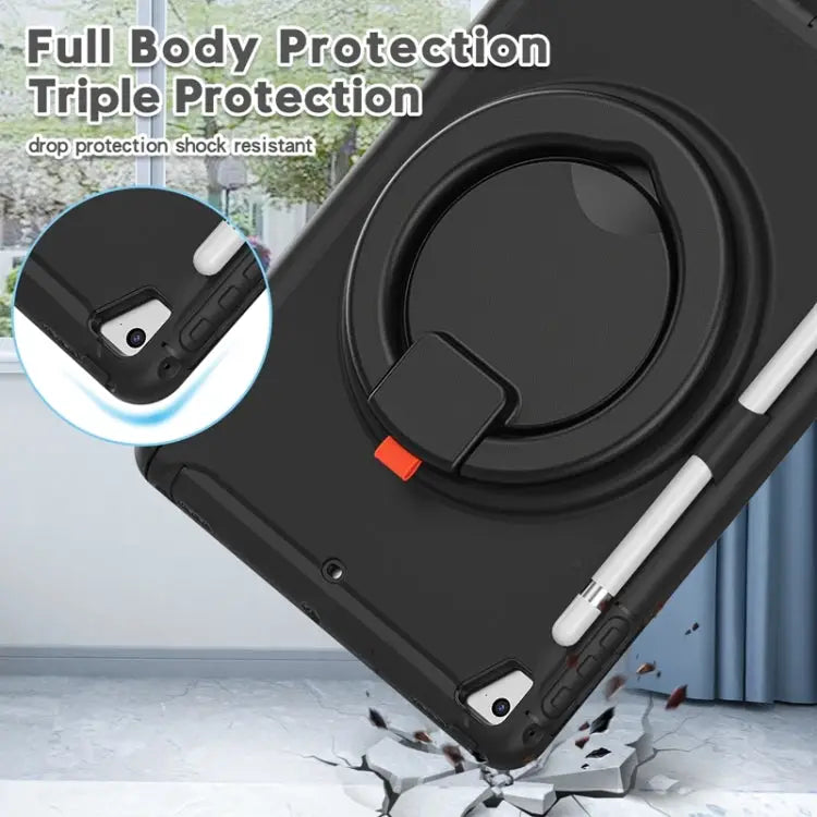 Shocproof Silicone + PC Protective Case with 360 Degree Rotation Foldable Handle Grip Holder & Pen Slot For iPad 9.7