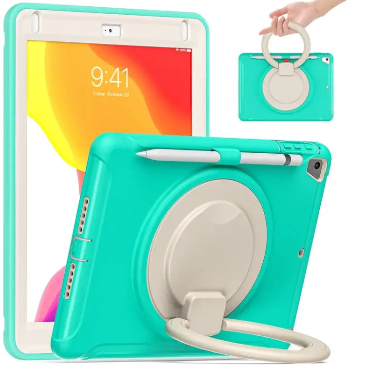 Shocproof Silicone + PC Protective Case with 360 Degree Rotation Foldable Handle Grip Holder & Pen Slot For iPad 9.7