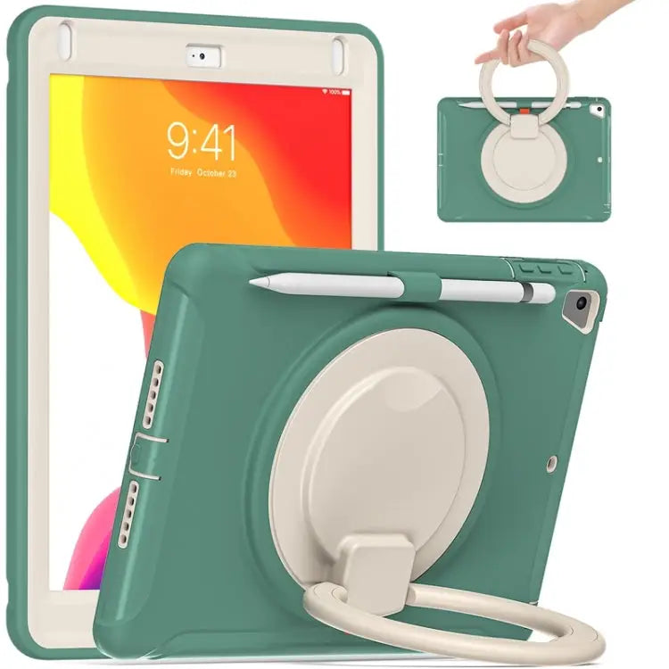 Shocproof Silicone + PC Protective Case with 360 Degree Rotation Foldable Handle Grip Holder & Pen Slot For iPad 9.7