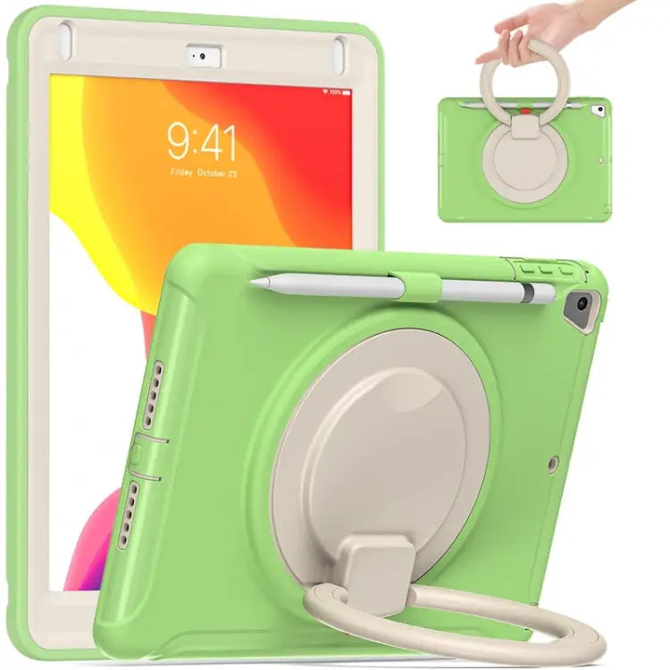 Shocproof Silicone + PC Protective Case with 360 Degree Rotation Foldable Handle Grip Holder & Pen Slot For iPad 9.7