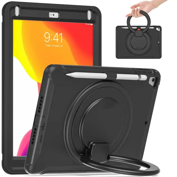 Shocproof Silicone + PC Protective Case with 360 Degree Rotation Foldable Handle Grip Holder & Pen Slot For iPad 9.7