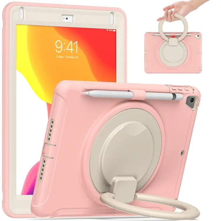 Shocproof Silicone + PC Protective Case with 360 Degree Rotation Foldable Handle Grip Holder & Pen Slot For iPad 9.7