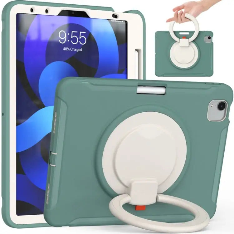 Shocproof Silicone + PC Protective Case with 360 Degree Rotation Foldable Handle Grip Holder & Pen Slot For iPad Air 4