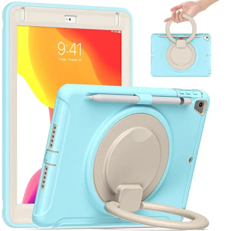 Shocproof Silicone + PC Protective Case with 360 Degree Rotation Foldable Handle Grip Holder & Pen Slot For iPad 9.7