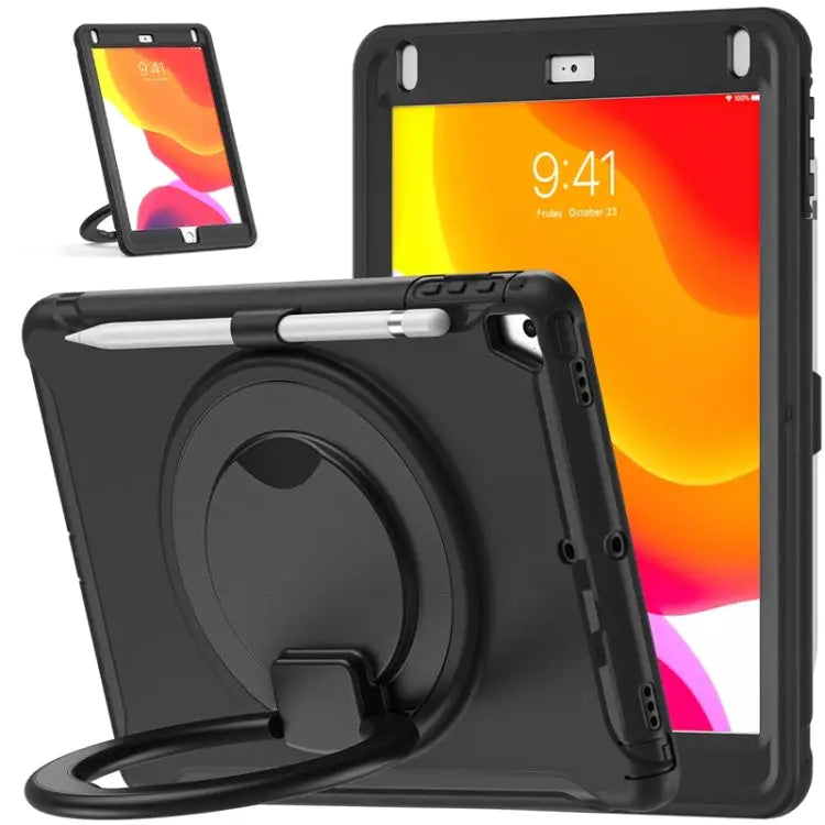 Shocproof Silicone + PC Protective Case with 360 Degree Rotation Foldable Handle Grip Holder & Pen Slot For iPad 9.7