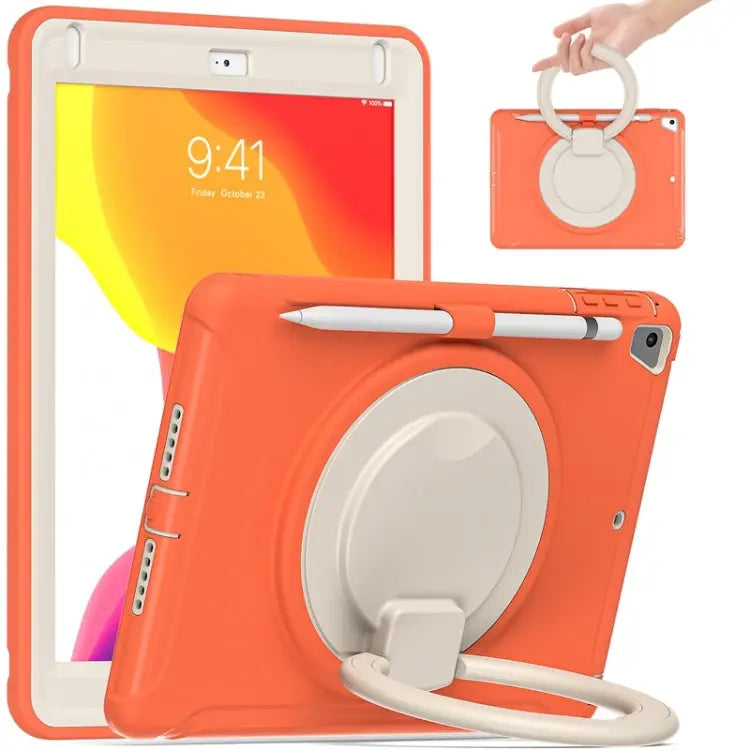 Shocproof Silicone + PC Protective Case with 360 Degree Rotation Foldable Handle Grip Holder & Pen Slot For iPad 9.7