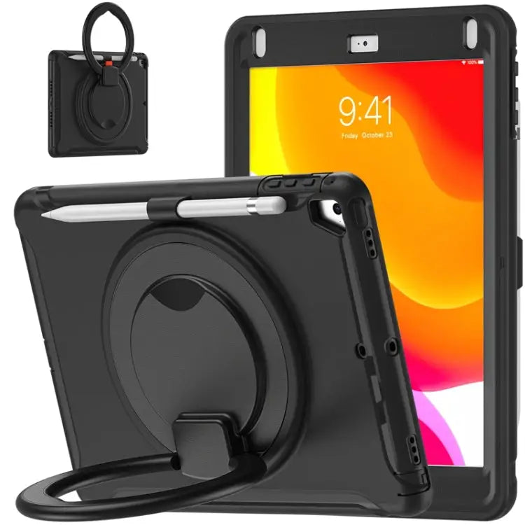 Shocproof Silicone + PC Protective Case with 360 Degree Rotation Foldable Handle Grip Holder & Pen Slot For iPad 9.7