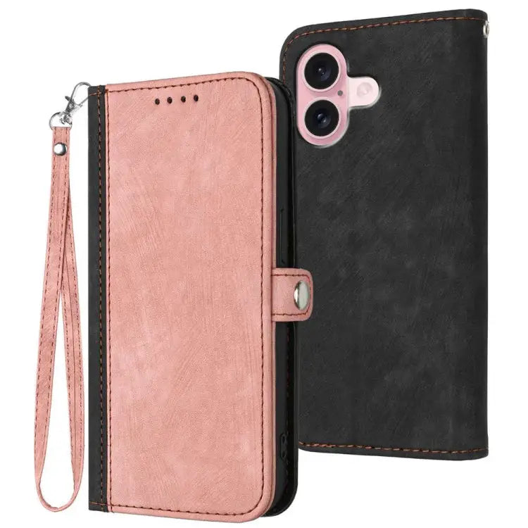 Side Buckle Double Fold Hand Strap Leather Phone Case For iPhone 16 For iPhone 15 Pro Max For iPhone 15 Pro For iPhone