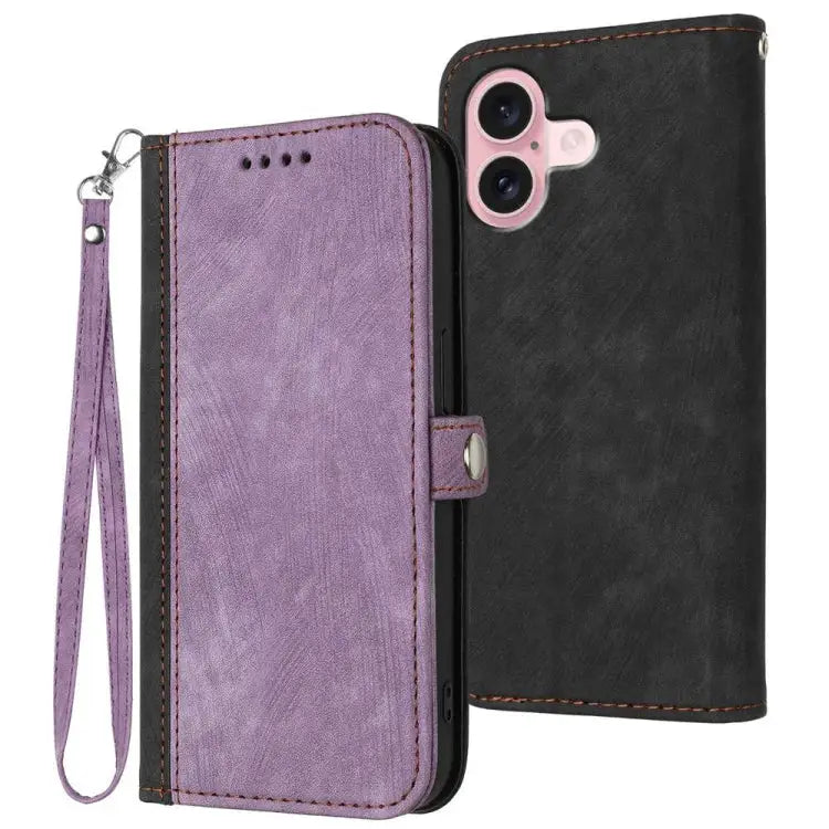 Side Buckle Double Fold Hand Strap Leather Phone Case For iPhone 16 For iPhone 15 Pro Max For iPhone 15 Pro For iPhone
