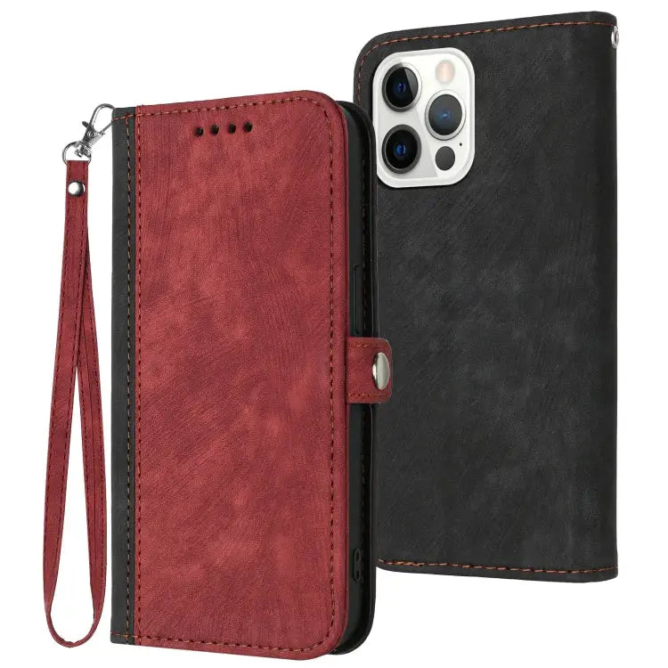Side Buckle Double Fold Hand Strap Leather Phone Case For iPhone 16 For iPhone 15 Pro Max For iPhone 15 Pro For iPhone