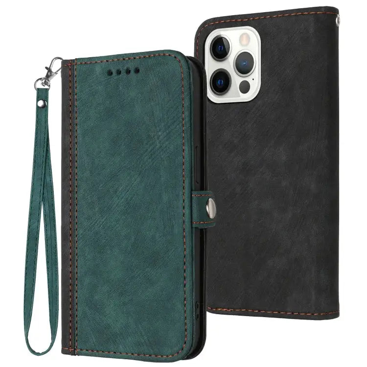 Side Buckle Double Fold Hand Strap Leather Phone Case For iPhone 16 For iPhone 15 Pro Max For iPhone 15 Pro For iPhone