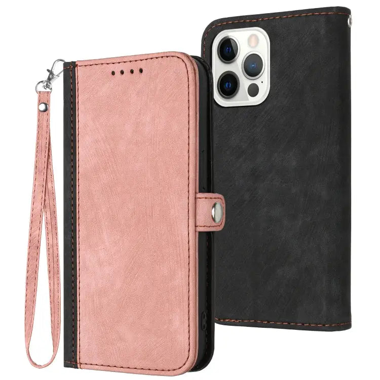 Side Buckle Double Fold Hand Strap Leather Phone Case For iPhone 16 For iPhone 15 Pro Max For iPhone 15 Pro For iPhone