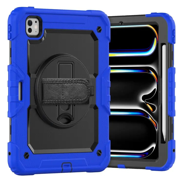 Silicone Hybrid PC Tablet Case with Shoulder Strap For iPad Pro 11 2024 - For iPad Pro 11 2024 / Black + Dark Blue