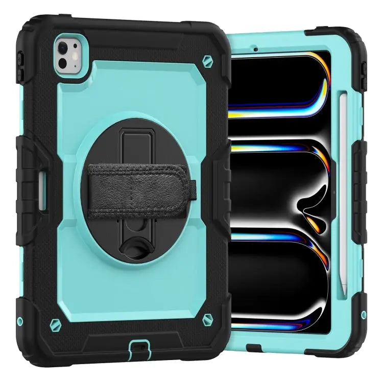 Silicone Hybrid PC Tablet Case with Shoulder Strap For iPad Pro 11 2024 - For iPad Pro 11 2024 / Light Blue + Black