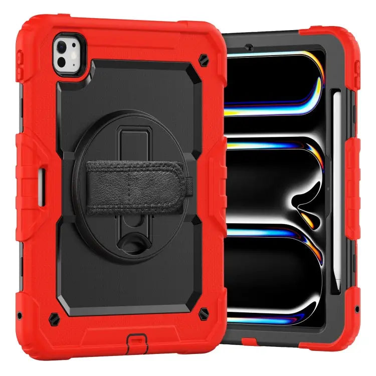 Silicone Hybrid PC Tablet Case with Shoulder Strap For iPad Pro 11 2024 - For iPad Pro 11 2024 / Red - Apple Accessories