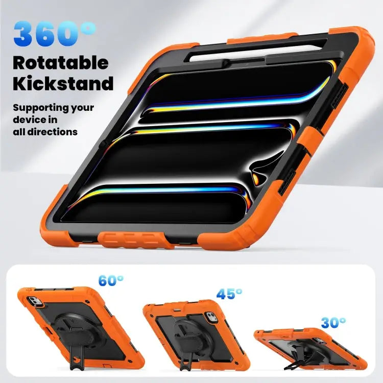 Silicone Hybrid PC Tablet Case with Shoulder Strap For iPad Pro 11 2024 - Apple Accessories
