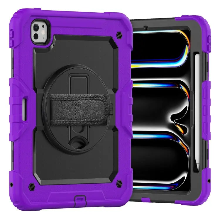 Silicone Hybrid PC Tablet Case with Shoulder Strap For iPad Pro 11 2024 - For iPad Pro 11 2024 / Purple - Apple