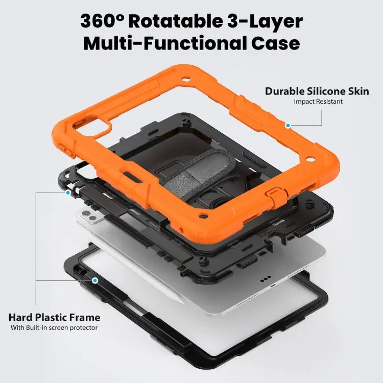 Silicone Hybrid PC Tablet Case with Shoulder Strap For iPad Pro 11 2024 - Apple Accessories