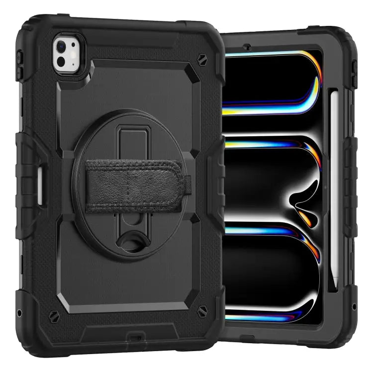 Silicone Hybrid PC Tablet Case with Shoulder Strap For iPad Pro 11 2024 - For iPad Pro 11 2024 / Black - Apple