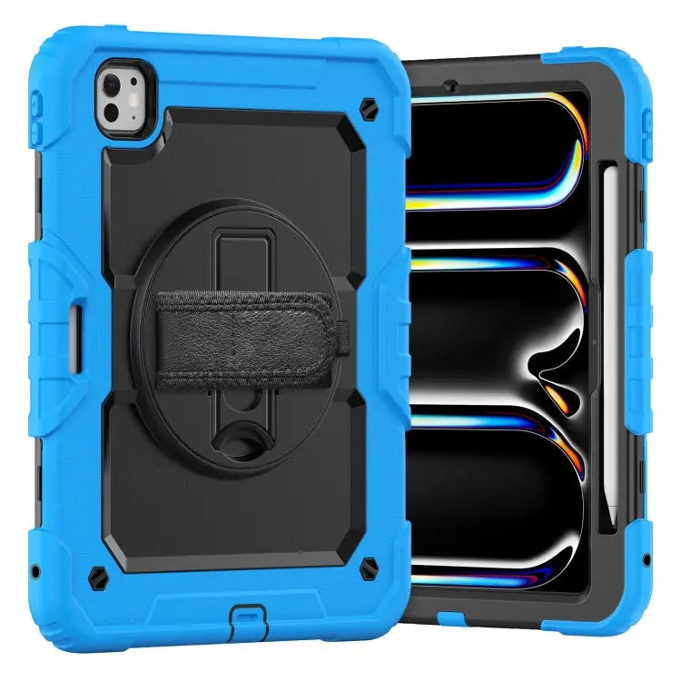 Silicone Hybrid PC Tablet Case with Shoulder Strap For iPad Pro 11 2024 - For iPad Pro 11 2024 / Black + Light Blue