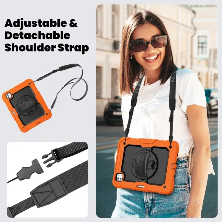 Silicone Hybrid PC Tablet Case with Shoulder Strap For iPad Pro 11 2024 - Apple Accessories