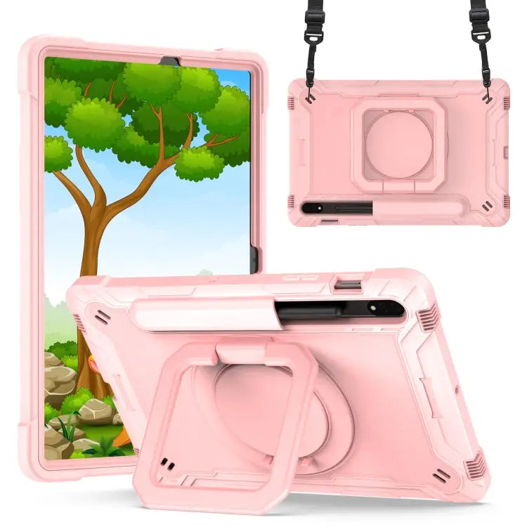 Silicone + PC Bracelet Holder Tablet Case For Samsung Galaxy Tab S7 / S8 - For Samsung Galaxy Tab S7 / S8 / Rose Gold