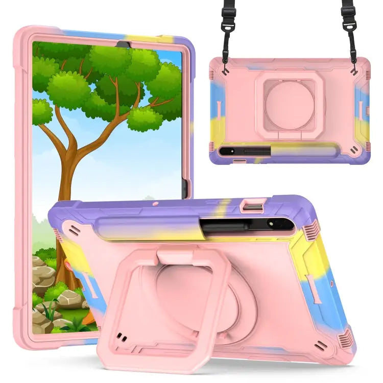 Silicone + PC Bracelet Holder Tablet Case For Samsung Galaxy Tab S7 / S8 - For Samsung Galaxy Tab S7 / S8 / Bright Rose