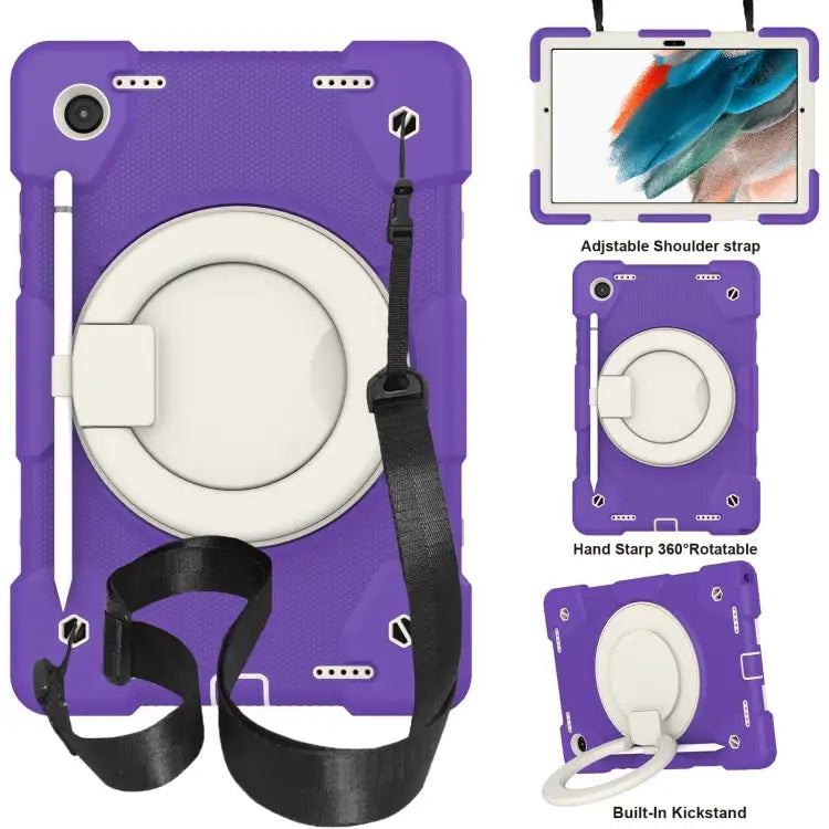 Silicone + PC Full Body Protection Tablet Case With Holder & Strap For Samsung Galaxy Tab A8 10.5 2021 For iPad 10.2