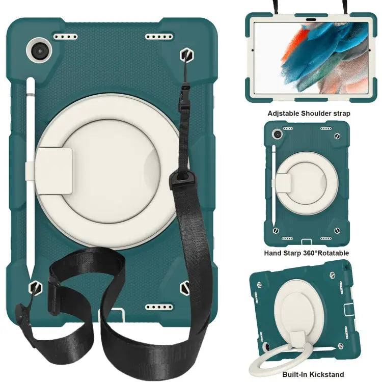 Silicone + PC Full Body Protection Tablet Case With Holder & Strap For Samsung Galaxy Tab A8 10.5 2021 For iPad 10.2