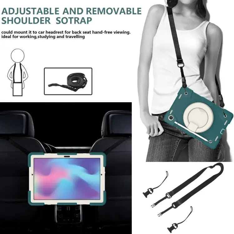 Silicone + PC Full Body Protection Tablet Case With Holder & Strap For Samsung Galaxy Tab A8 10.5 2021 For iPad 10.2
