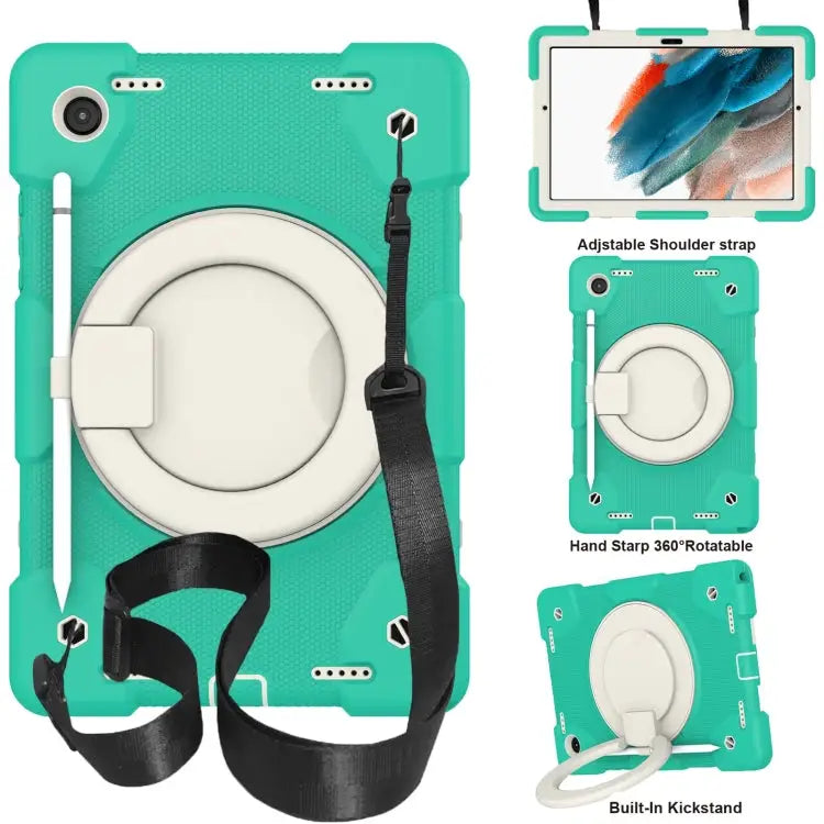 Silicone + PC Full Body Protection Tablet Case With Holder & Strap For Samsung Galaxy Tab A8 10.5 2021 For iPad 10.2