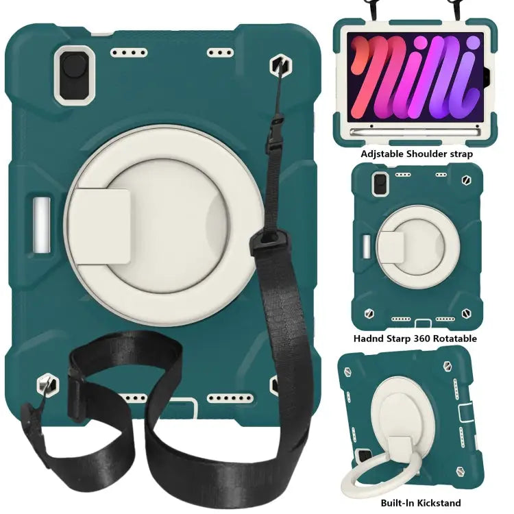 Silicone + PC Full Body Protection Tablet Case With Holder & Strap For iPad mini 2021 For iPad mini 4 2015/mini 2019