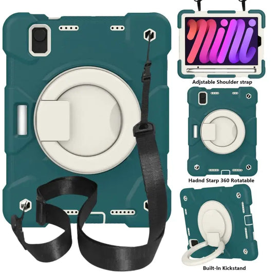 Silicone + PC Full Body Protection Tablet Case With Holder & Strap For iPad mini 2021 For iPad mini 4 2015/mini 2019