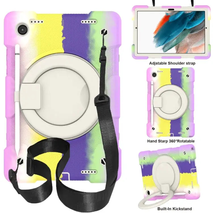 Silicone + PC Full Body Protection Tablet Case With Holder & Strap For Samsung Galaxy Tab A8 10.5 2021 For iPad 10.2