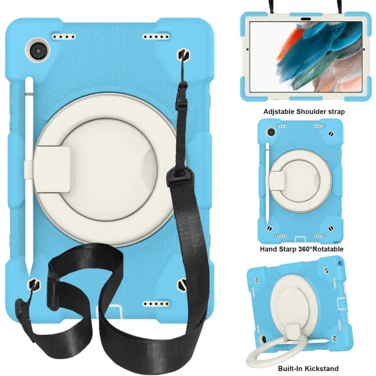 Silicone + PC Full Body Protection Tablet Case With Holder & Strap For Samsung Galaxy Tab A8 10.5 2021 For iPad 10.2