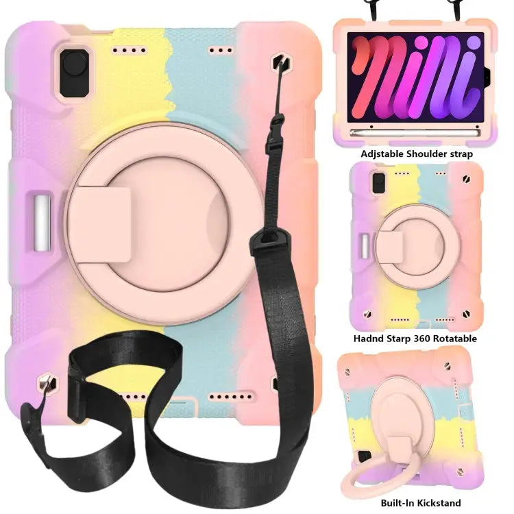 Silicone + PC Full Body Protection Tablet Case With Holder & Strap For iPad mini 2021 For iPad mini 4 2015/mini 2019