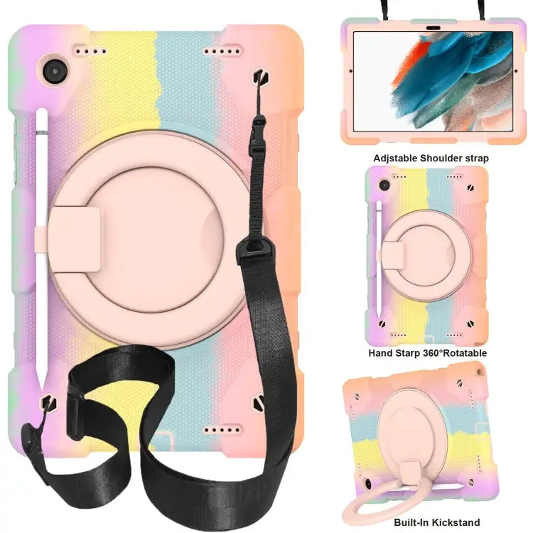 Silicone + PC Full Body Protection Tablet Case With Holder & Strap For Samsung Galaxy Tab A8 10.5 2021 For iPad 10.2
